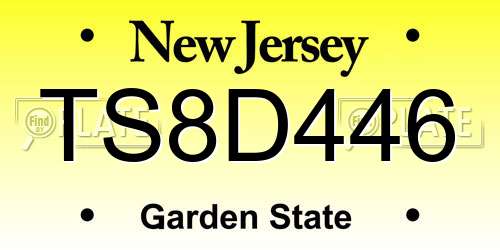 TS8D446 New Jersey License Plate