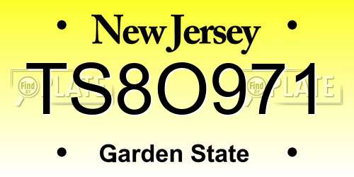 TS8O971 New Jersey License Plate