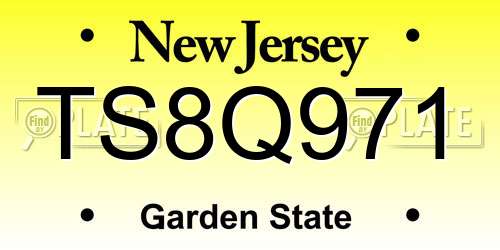 TS8Q971 New Jersey License Plate