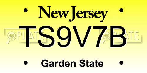 TS9V7B New Jersey License Plate