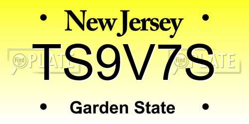 TS9V7S New Jersey License Plate