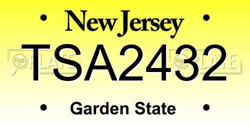 TSA2432 New Jersey License Plate
