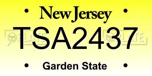TSA2437 New Jersey License Plate