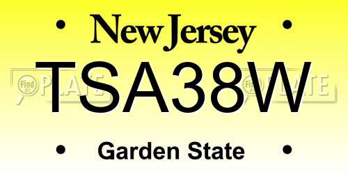 TSA38W New Jersey License Plate