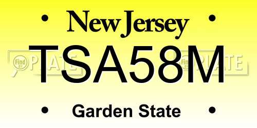 TSA58M New Jersey License Plate