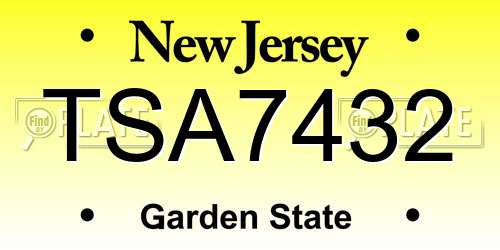 TSA7432 New Jersey License Plate