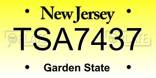 TSA7437 New Jersey License Plate