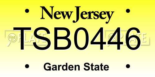 TSB0446 New Jersey License Plate