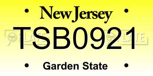 TSB0921 New Jersey License Plate