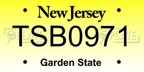 TSB0971 New Jersey License Plate