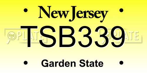 TSB339 New Jersey License Plate