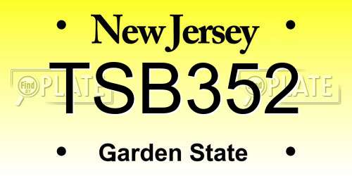 TSB352 New Jersey License Plate