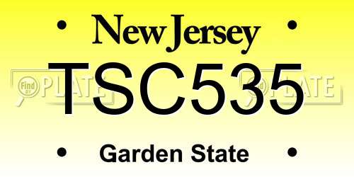TSC535 New Jersey License Plate