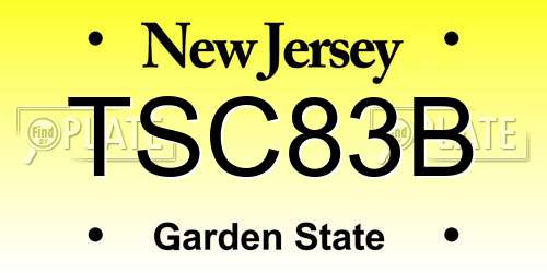TSC83B New Jersey License Plate