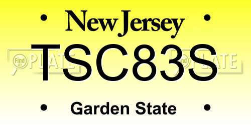 TSC83S New Jersey License Plate