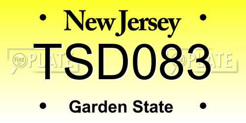 TSD083 New Jersey License Plate