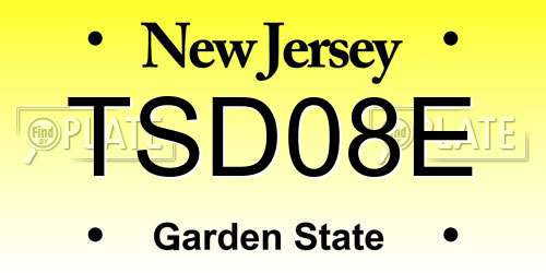 TSD08E New Jersey License Plate