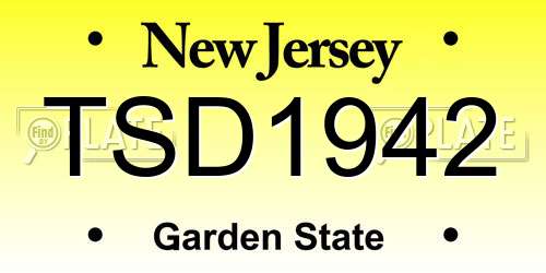 TSD1942 New Jersey License Plate