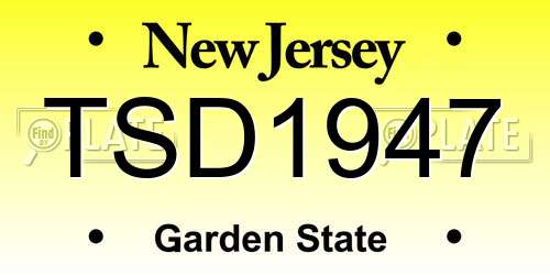TSD1947 New Jersey License Plate