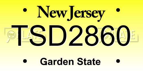 TSD2860 New Jersey License Plate