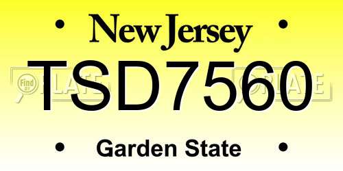 TSD7560 New Jersey License Plate