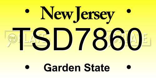 TSD7860 New Jersey License Plate