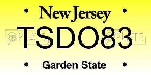 TSDO83 New Jersey License Plate