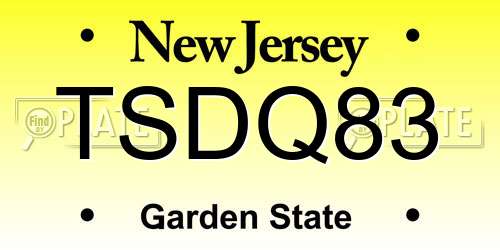 TSDQ83 New Jersey License Plate