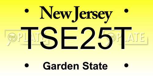 TSE25T New Jersey License Plate