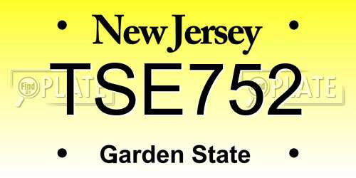 TSE752 New Jersey License Plate