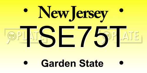 TSE75T New Jersey License Plate