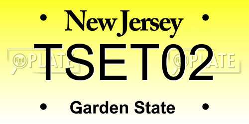 TSET02 New Jersey License Plate