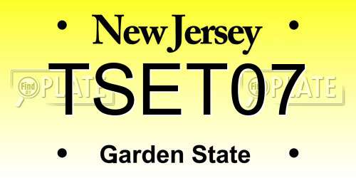 TSET07 New Jersey License Plate
