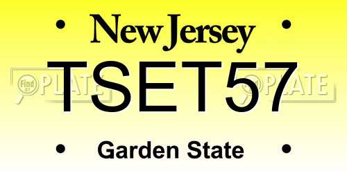TSET57 New Jersey License Plate