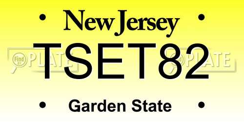 TSET82 New Jersey License Plate