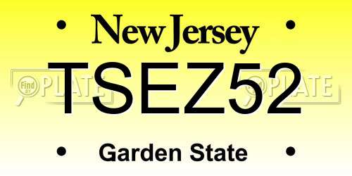 TSEZ52 New Jersey License Plate