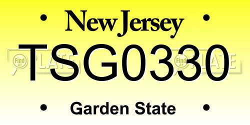 TSG0330 New Jersey License Plate
