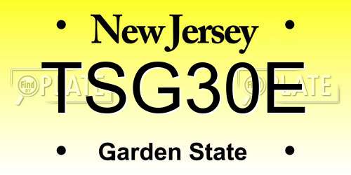 TSG30E New Jersey License Plate