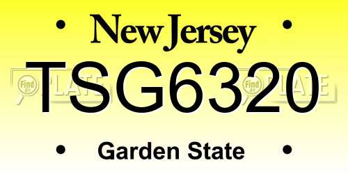 TSG6320 New Jersey License Plate
