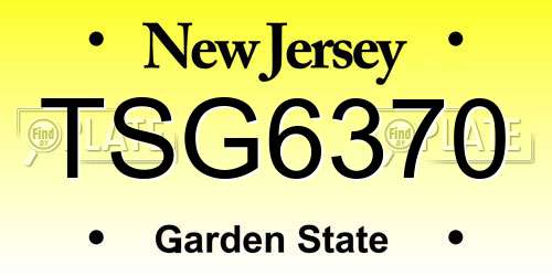 TSG6370 New Jersey License Plate