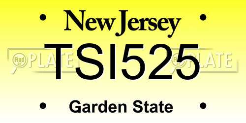 TSI525 New Jersey License Plate