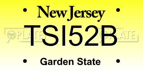 TSI52B New Jersey License Plate