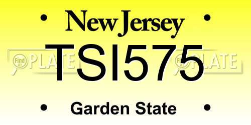 TSI575 New Jersey License Plate