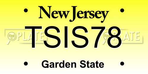 TSIS78 New Jersey License Plate