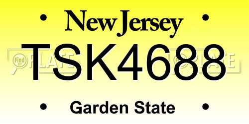 TSK4688 New Jersey License Plate