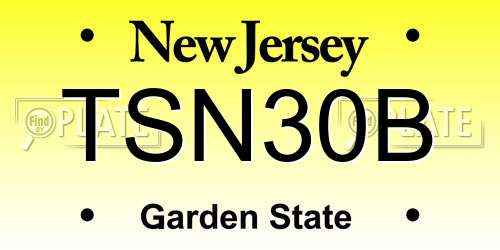 TSN30B New Jersey License Plate