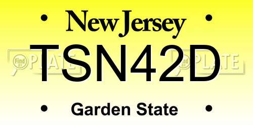 TSN42D New Jersey License Plate