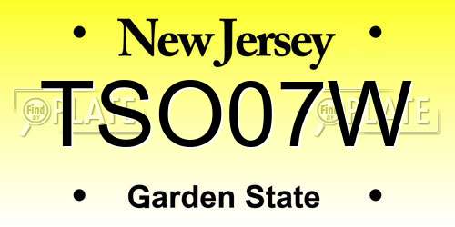 TSO07W New Jersey License Plate