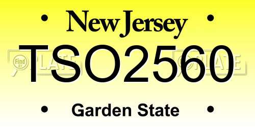 TSO2560 New Jersey License Plate