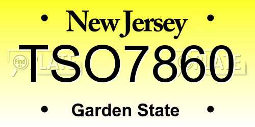 TSO7860 New Jersey License Plate